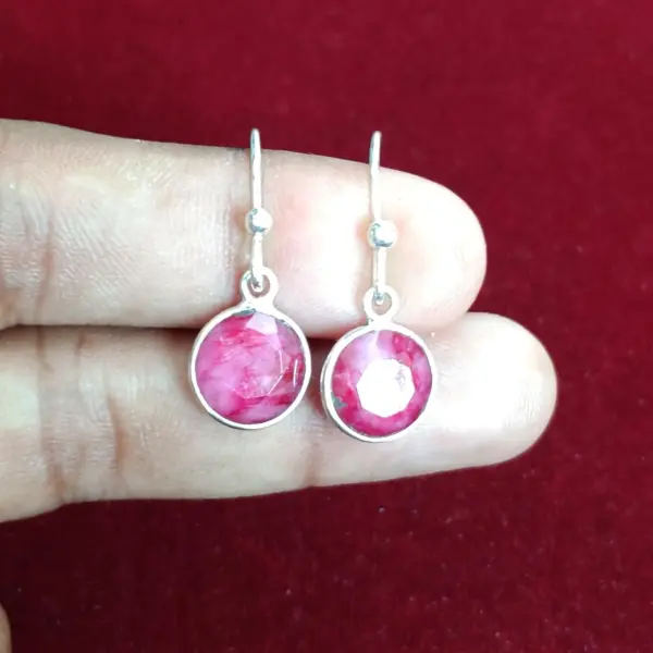 Pink Ruby Dangle Drop Earrings