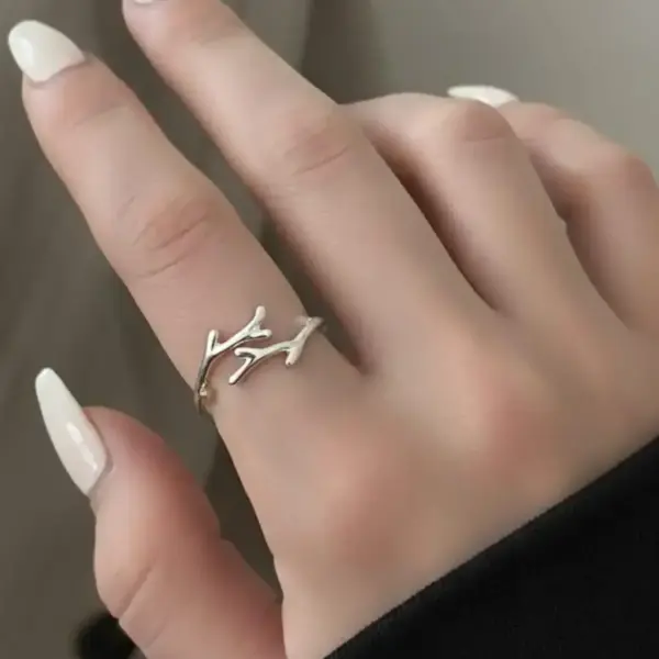 Sterling Silver Branch Ring: Minimalist Twig Open Band