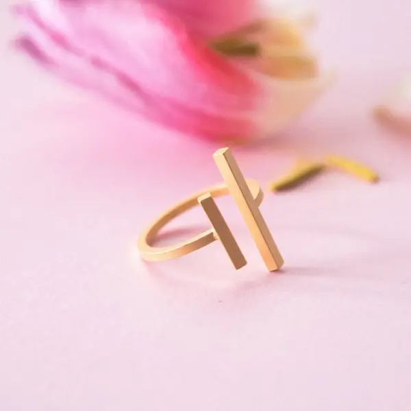 Minimalist Ring with a Bar, Adjustable, Satin Finish