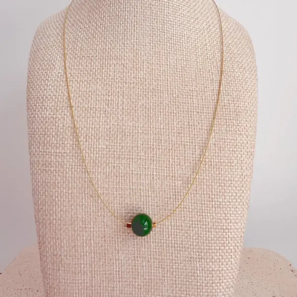 Jade Heart Chakra Necklace 14k Gold-Filled Dainty Green Pendant