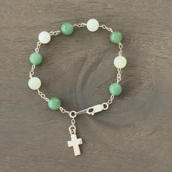 Aventurine & Silver Chain Beaded Bracelet