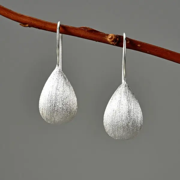 Silver Drop Earrings • Brushed Finish