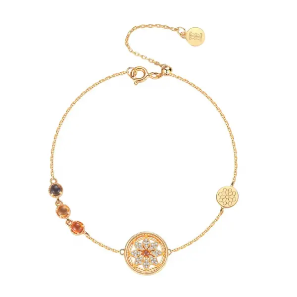 Handmade Ferris wheel original 925 silver vintage gold-plated bracelet