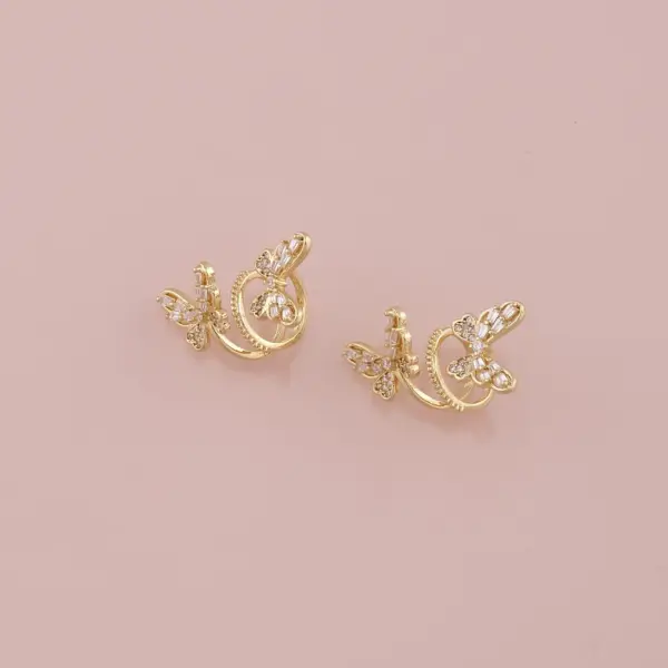 1pair 18K Gold Filled Butterfly Ear Clip Gold Dainty Earrings