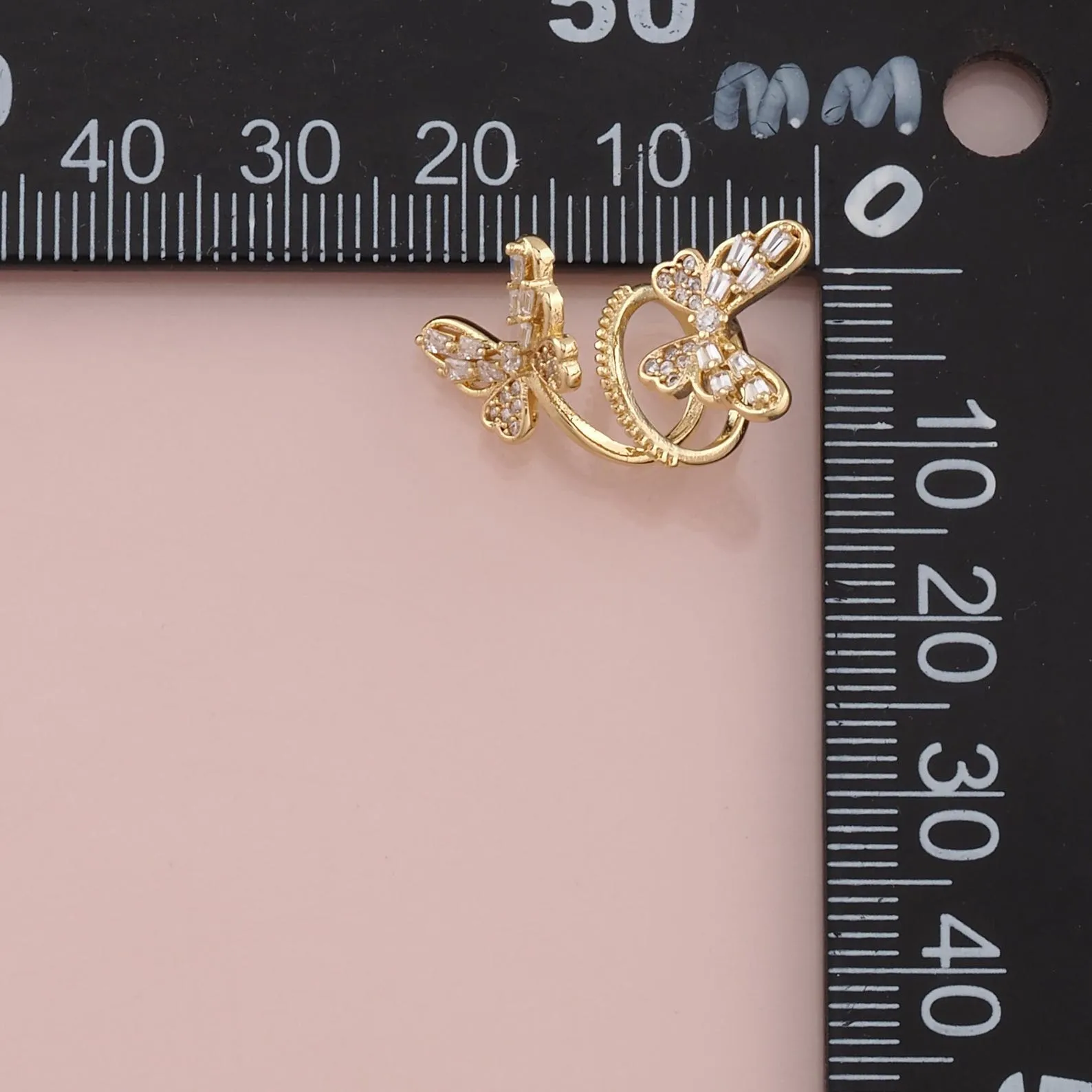 1pair 18K Gold Filled Butterfly Ear Clip Gold Dainty Earrings - Image 2