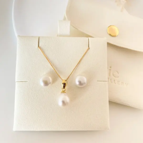 925 Sterling Silver Genuine Natural Cultured Freshwater Pearl Necklace Earrings Set