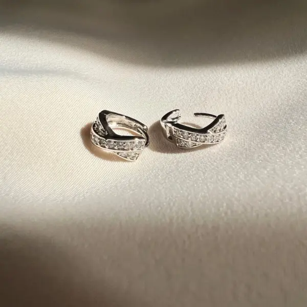 Crisscross Huggie Earrings, Huggie Stud, Huggie Hoop Earrings, Micro Pave Earrings