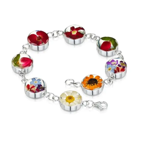 Sterling silver Bracelet handmade with real flowers