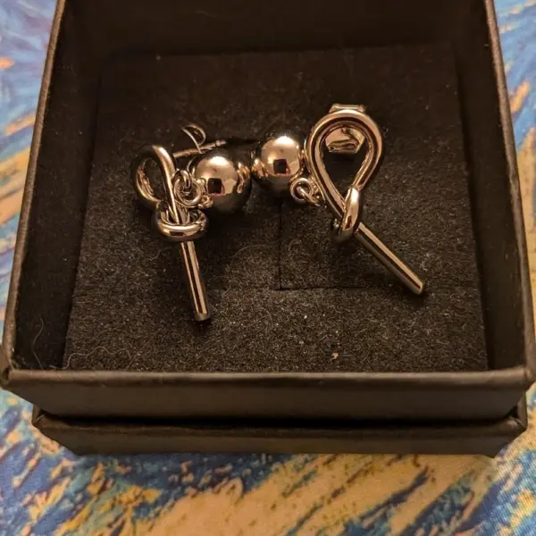 Silver Knot Ball Stud Earrings
