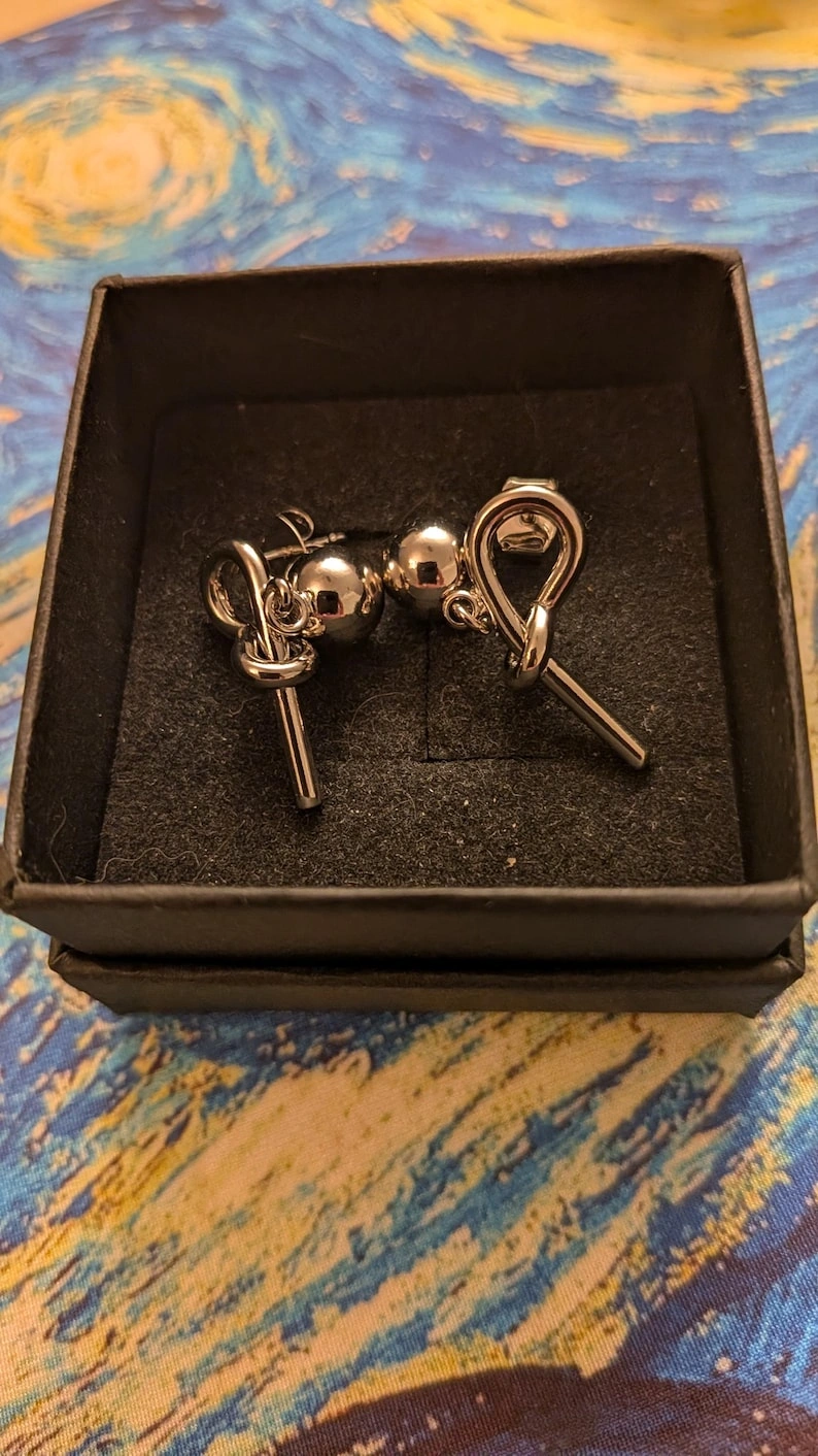 Silver Knot Ball Stud Earrings