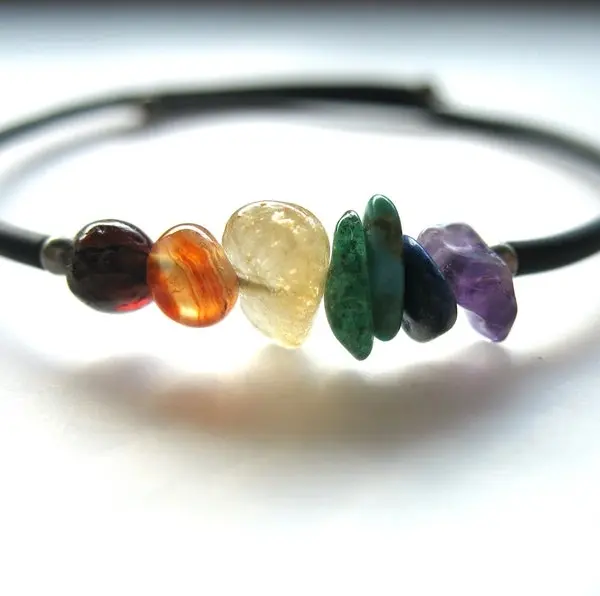 Rainbow Chakra Stone Cuff Bracelet
